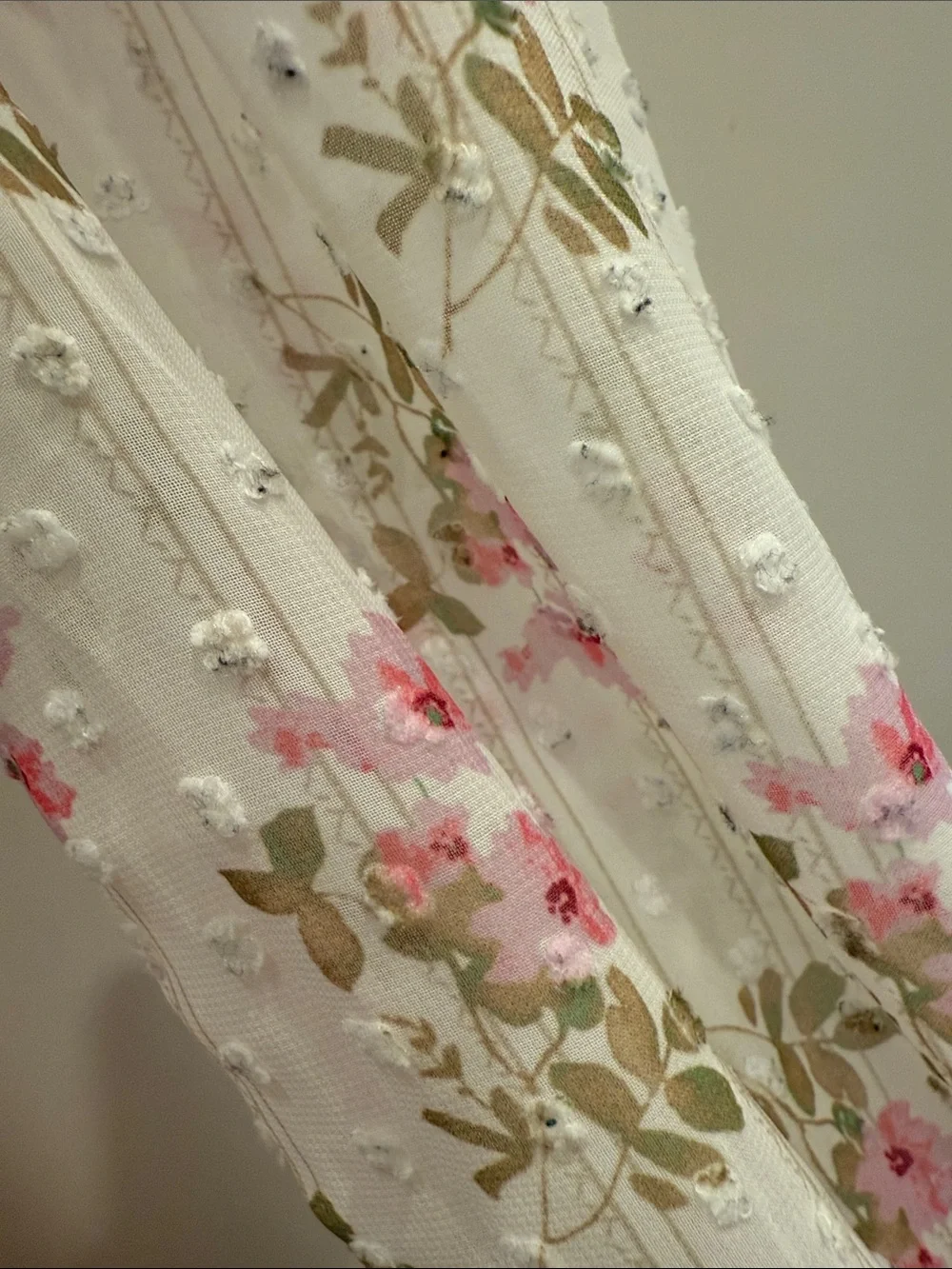 Katie J NYC White Floral Smocked Dress with Pink Blooms